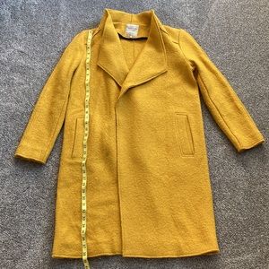 Mustard yellow Zara Trafaluc open front wool blend coat